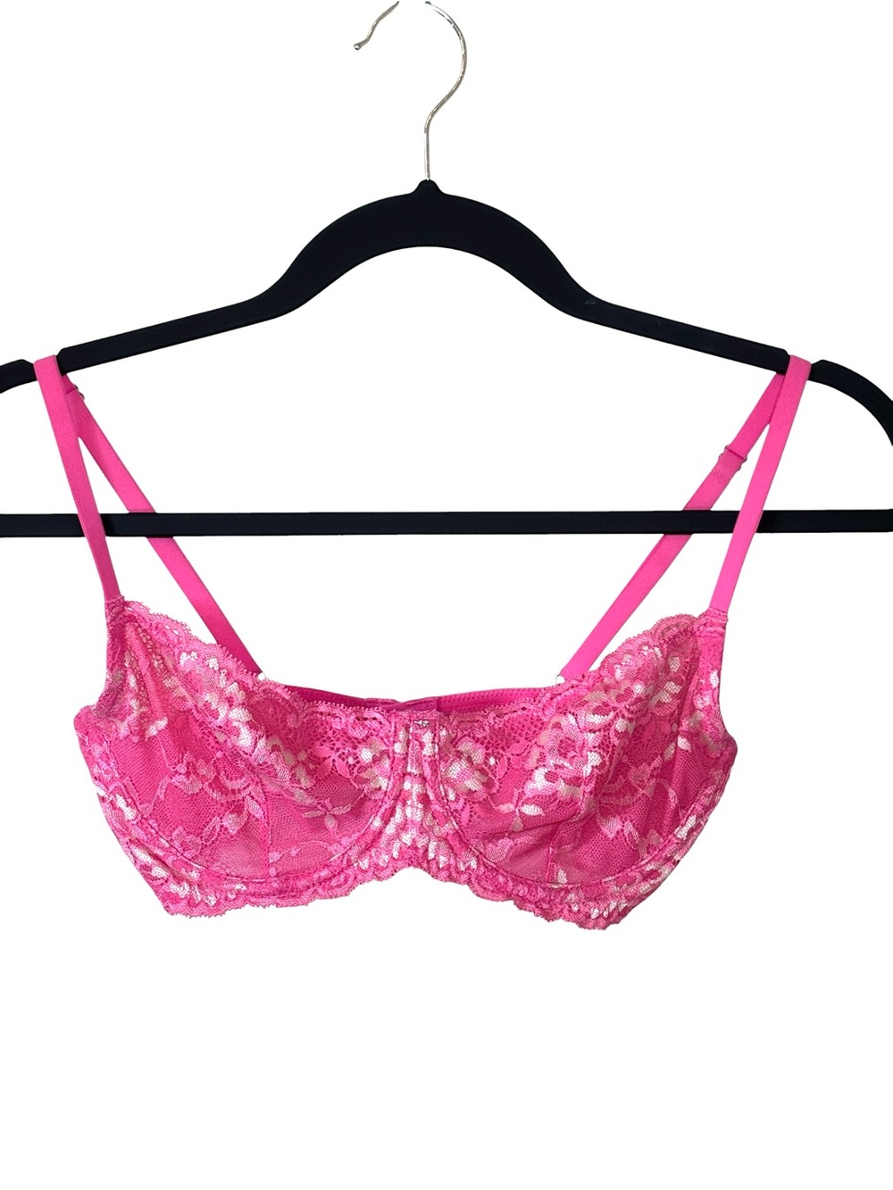 Montelle Intimates Pink Floral Lace Underwire Bra 30D Romantic Glam Coquette
